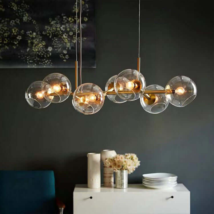 Lustre moderne en boule de verre, 110 cm
