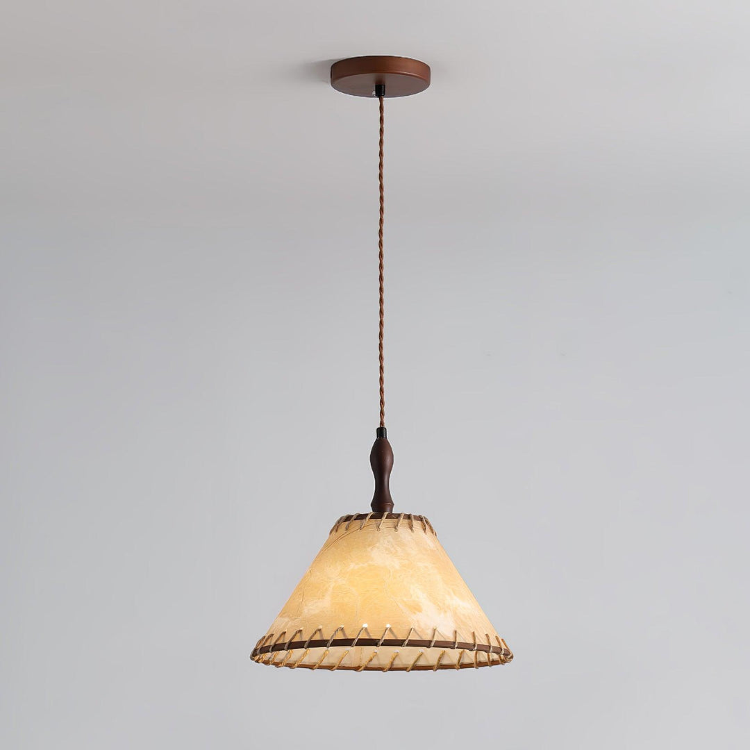 Lampe à suspension en bois et tissu