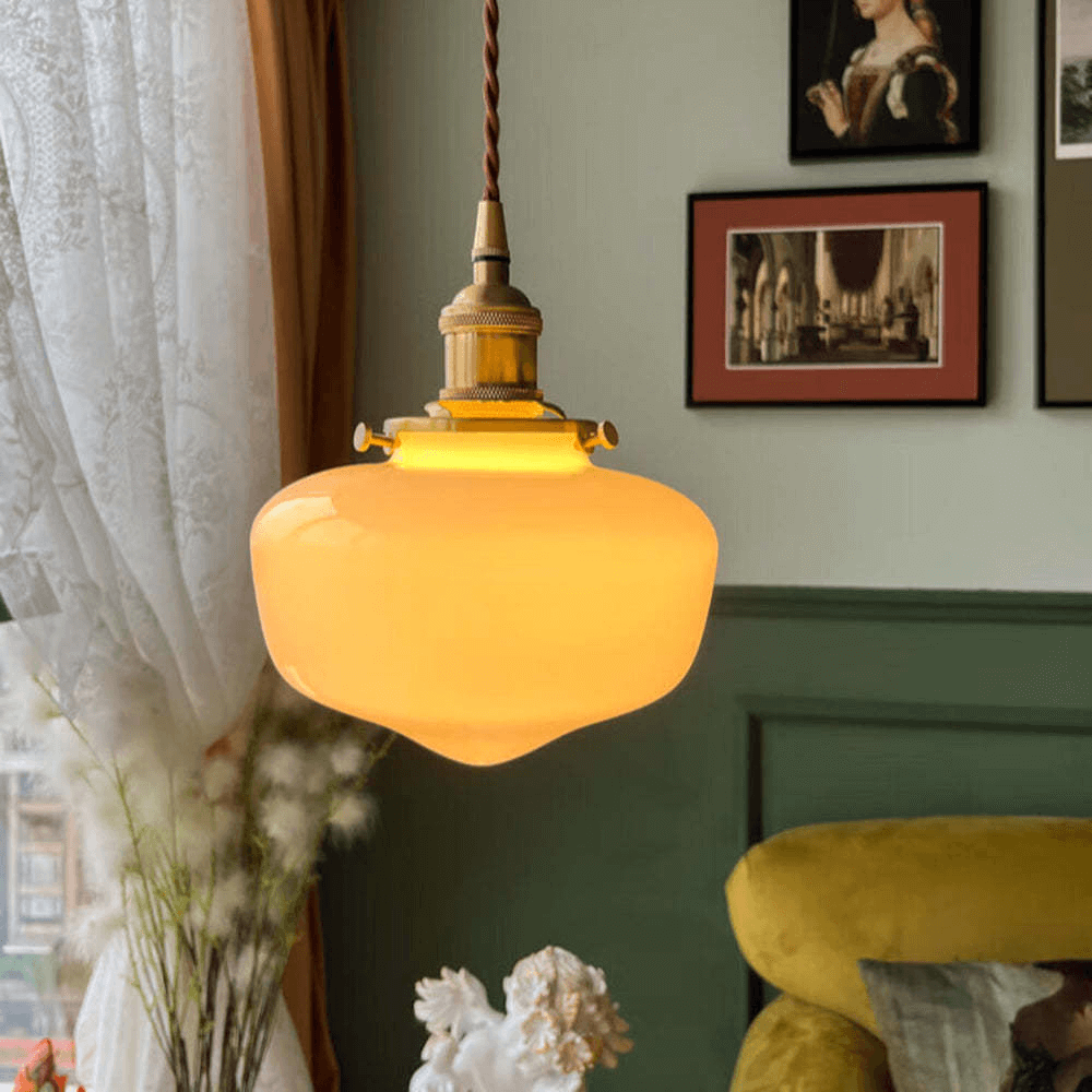 Retro Messing Glas Pendelleuchte