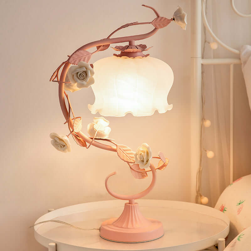 Lampe de table Rose avec dôme en verre