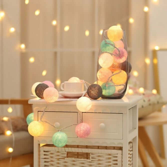 Baumwoll-Lichterkette 1,5m 10 LEDs - Warmweiß