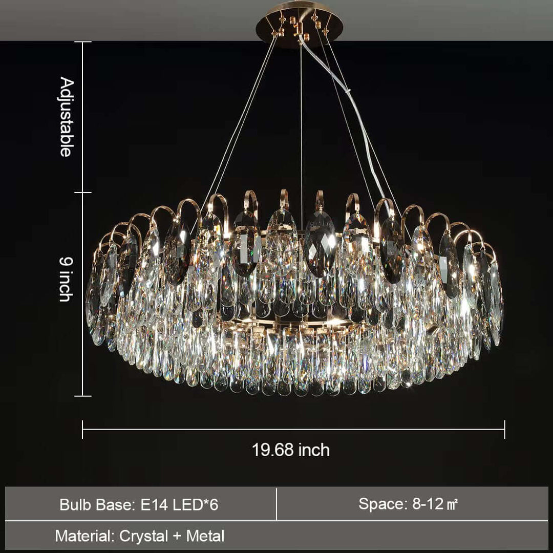 Lustre luxueux en cristal K9, à intensité variable