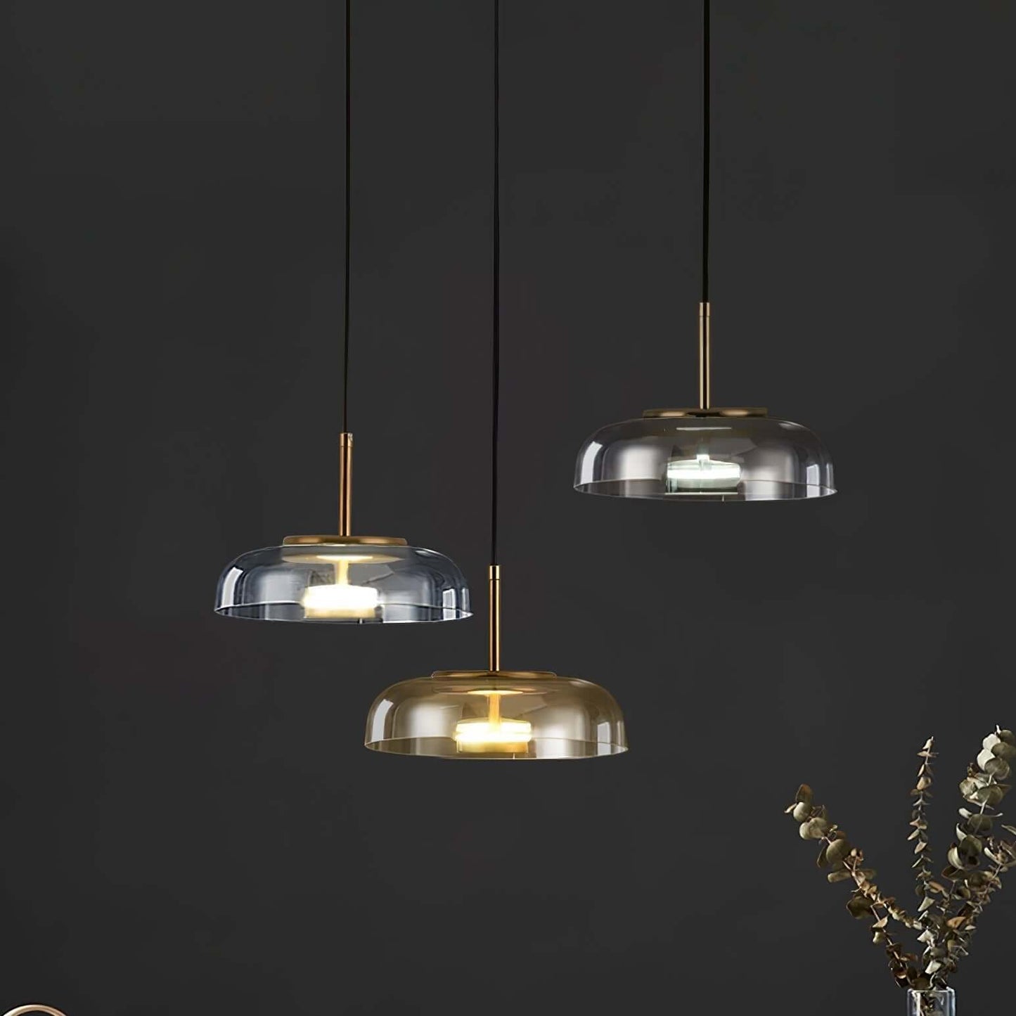 Moderne Pendelleuchte - Messing & Glas
