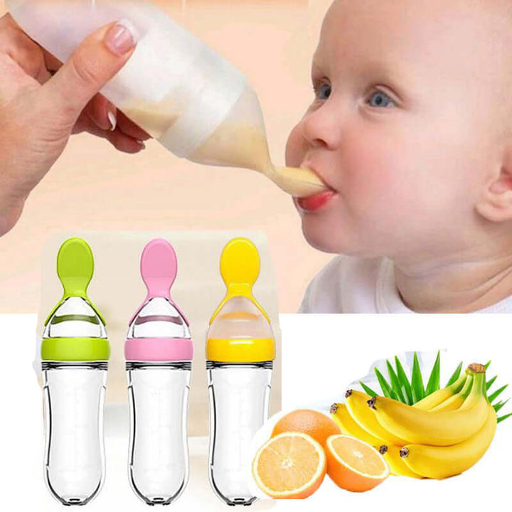 Baby-Fütterflasche mit Löffel - Einfaches & Sauberes Füttern