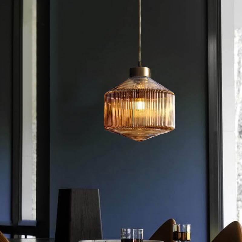 Moderne Trommel Pendelleuchte Glas 25cm
