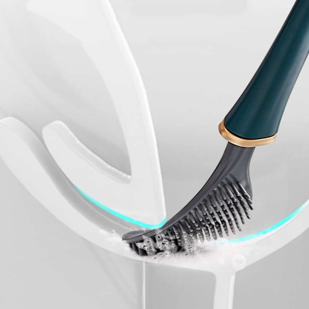 Brosse de toilette en silicone avec support