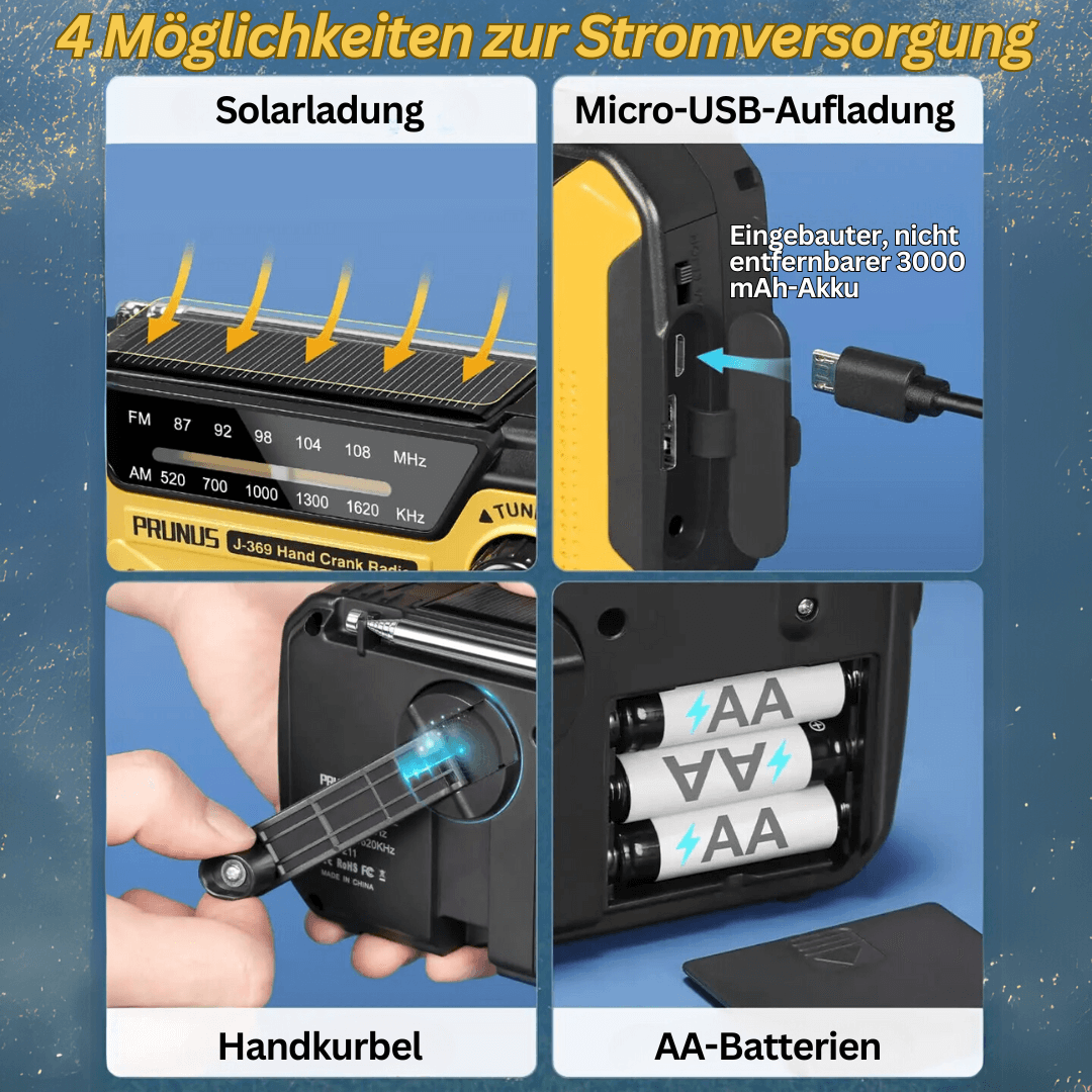 Multifunktions-Notfallradio mit Kurbel & Solar