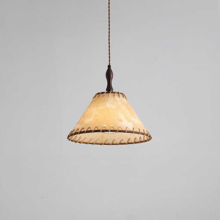 Lampe à suspension en bois et tissu