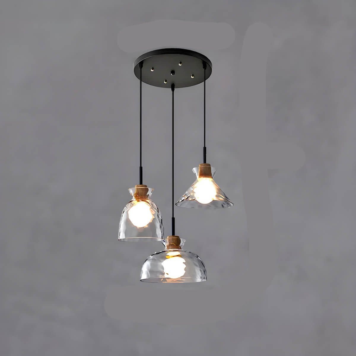 Moderner Glas-Kronleuchter, 1/3 Köpfe