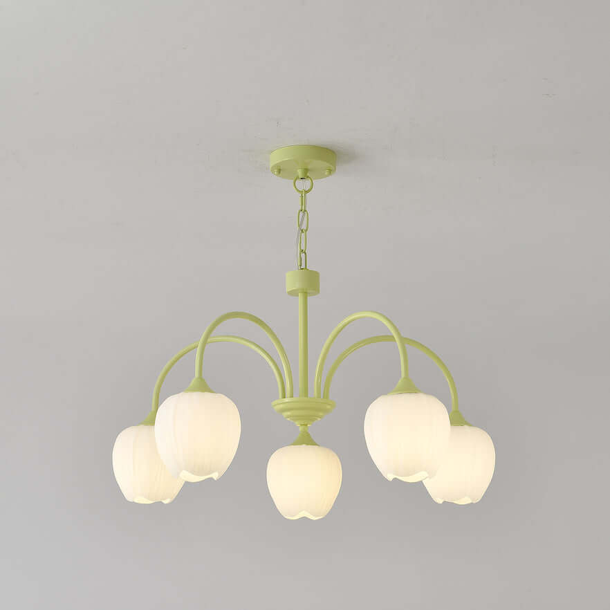 Tulpen-Matcha-Kronleuchter - 5-8 Leuchten