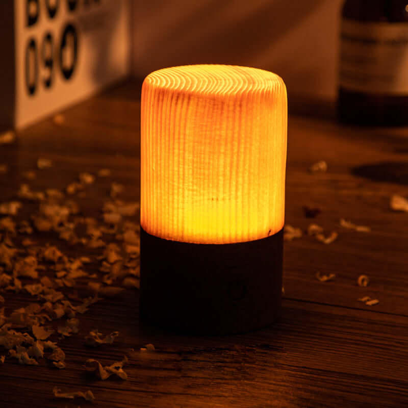 LED Tischlampe Holzoptik Akku & Touch
