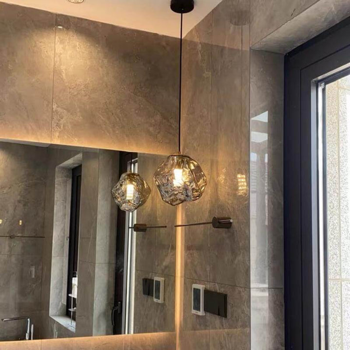 Lampe suspendue moderne en verre et cuivre