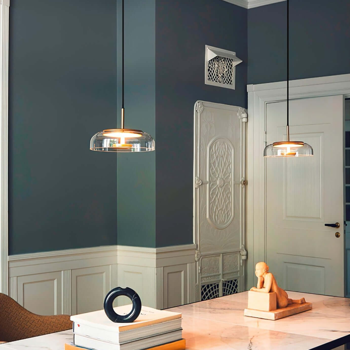 Moderne Pendelleuchte - Messing & Glas