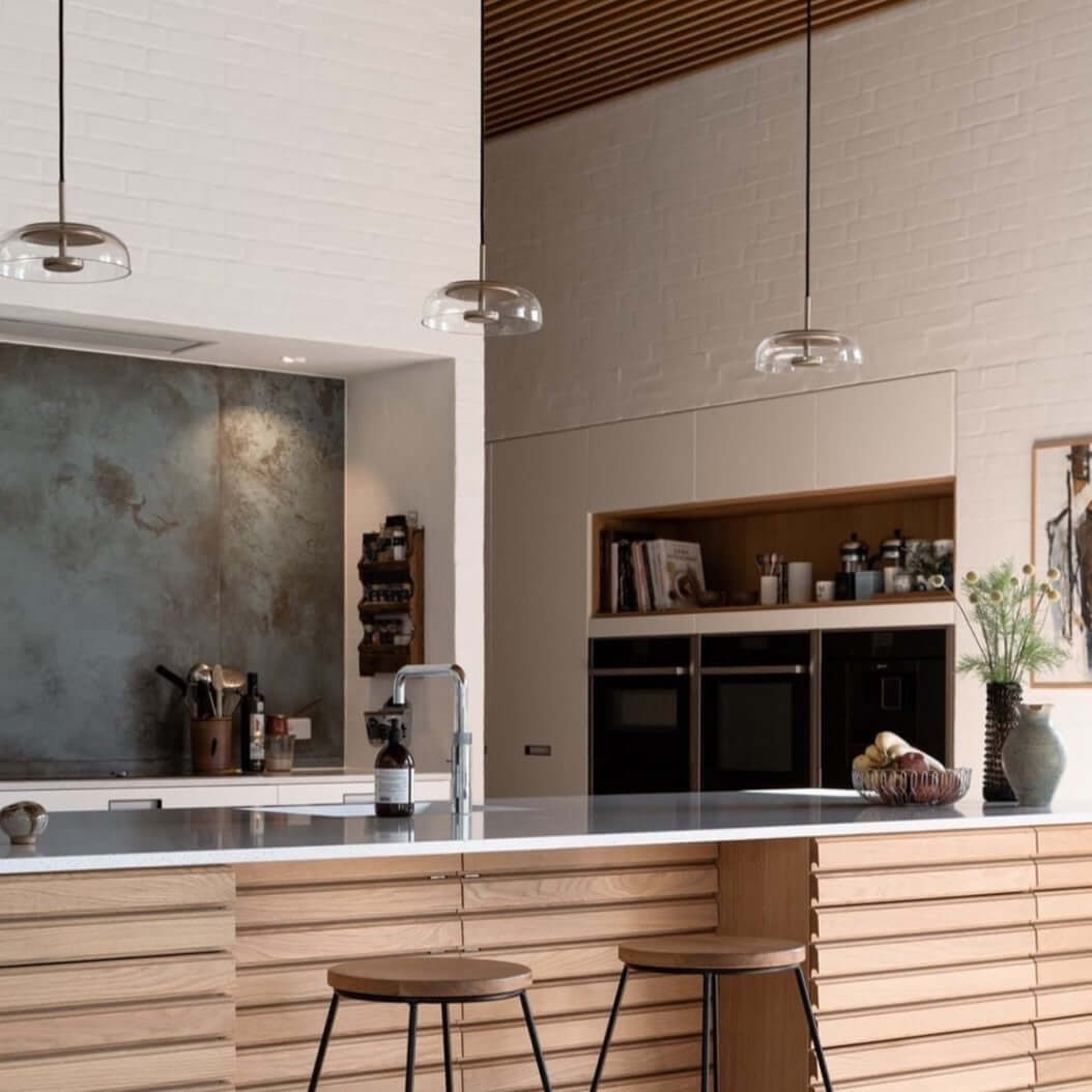 Moderne Pendelleuchte - Messing & Glas