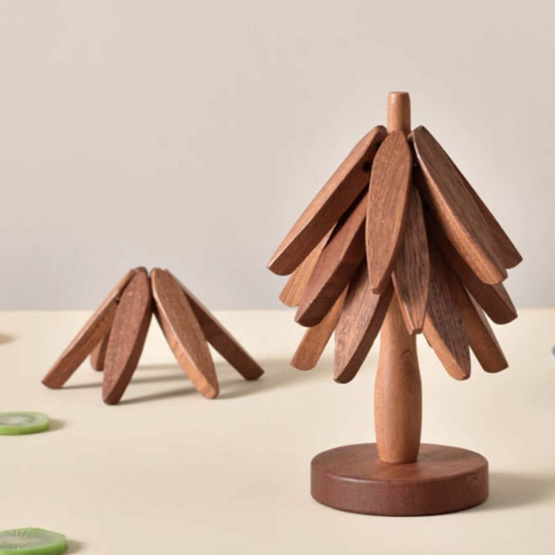 Ensemble de sous-verres en bois Motif arbres - Décoration de table