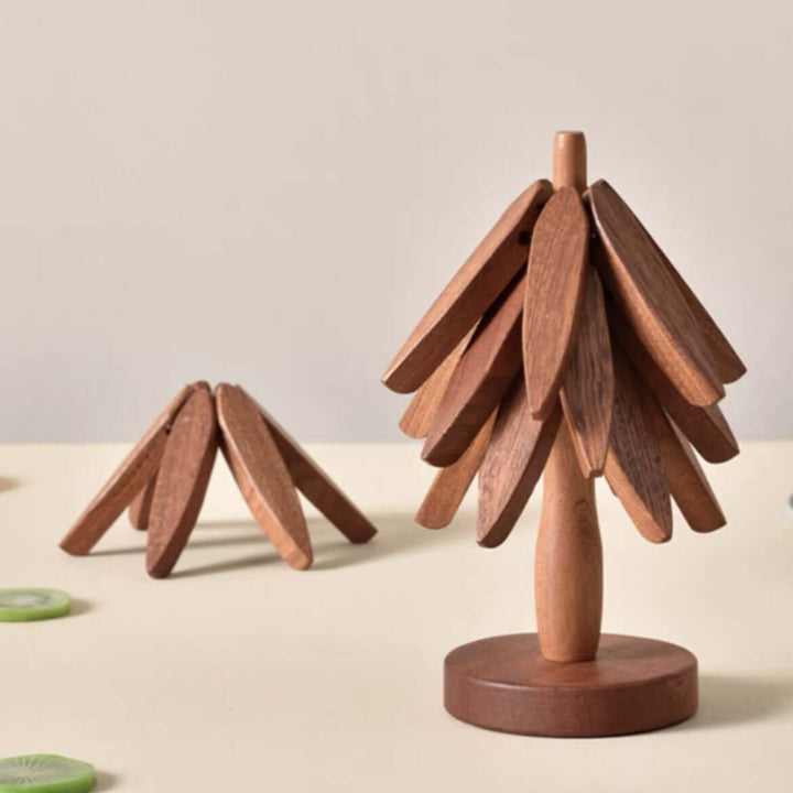 Ensemble de sous-verres en bois Motif arbres - Décoration de table