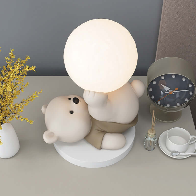 Veilleuse LED en forme d'ours en peluche et de lune