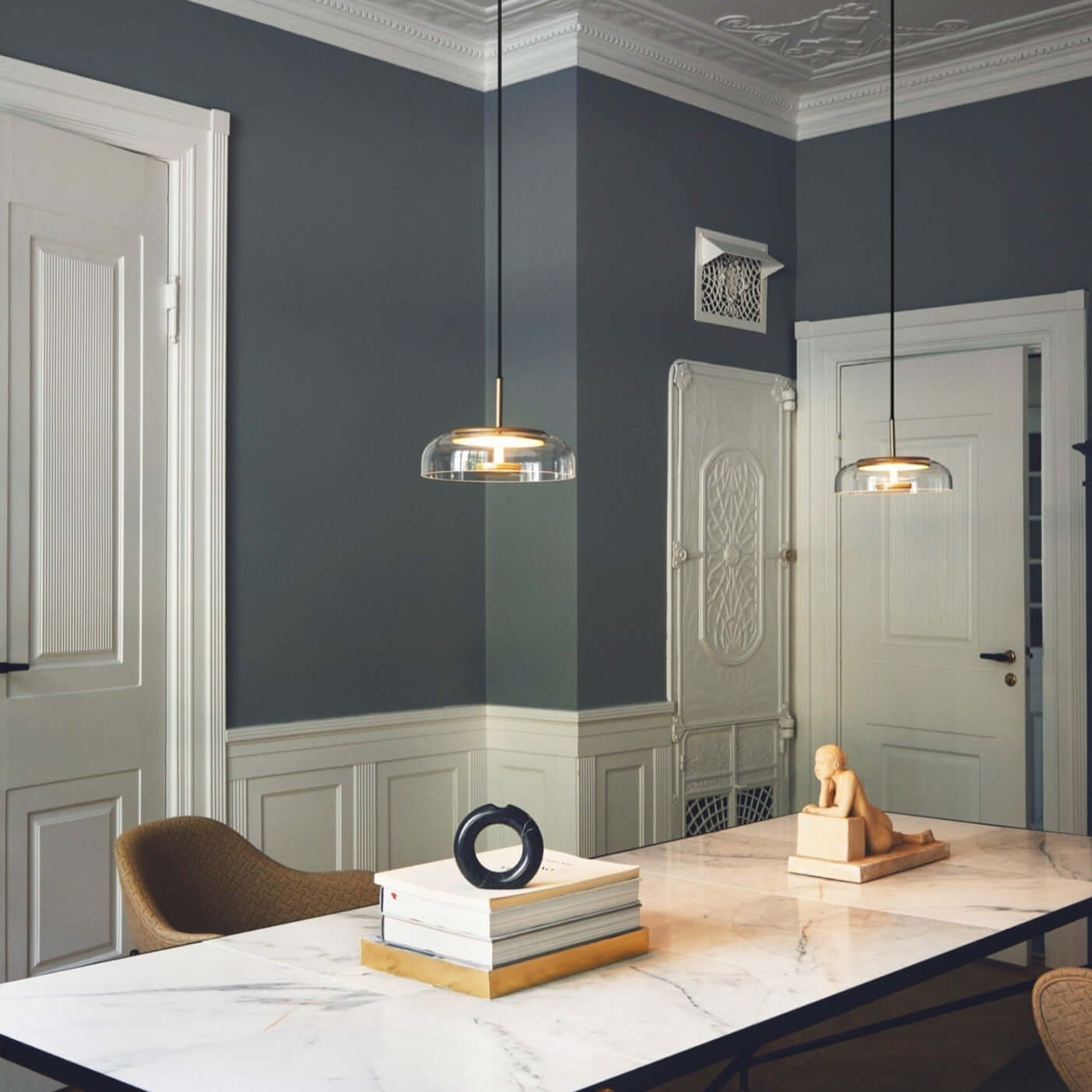 Moderne Pendelleuchte - Messing & Glas