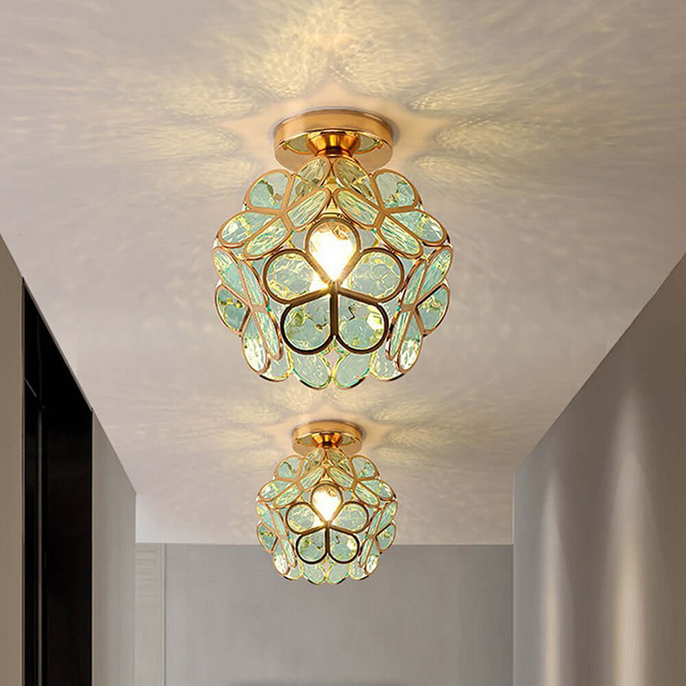 Blumen Design Glas Deckenleuchte Flur