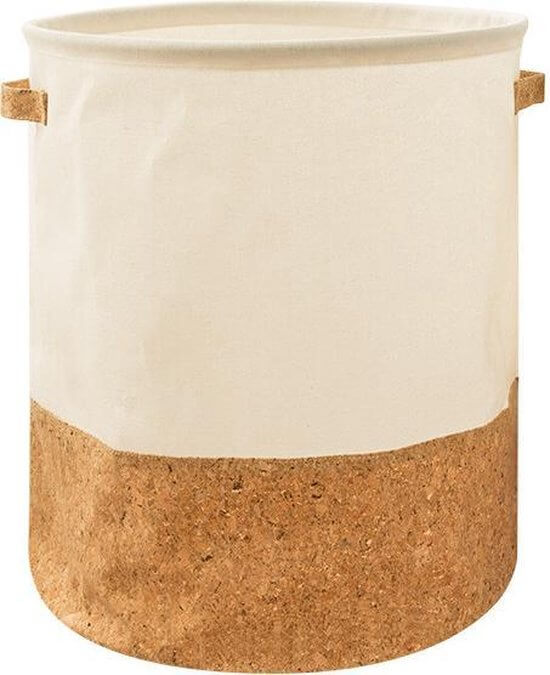 Panier à linge rond en coton et lin