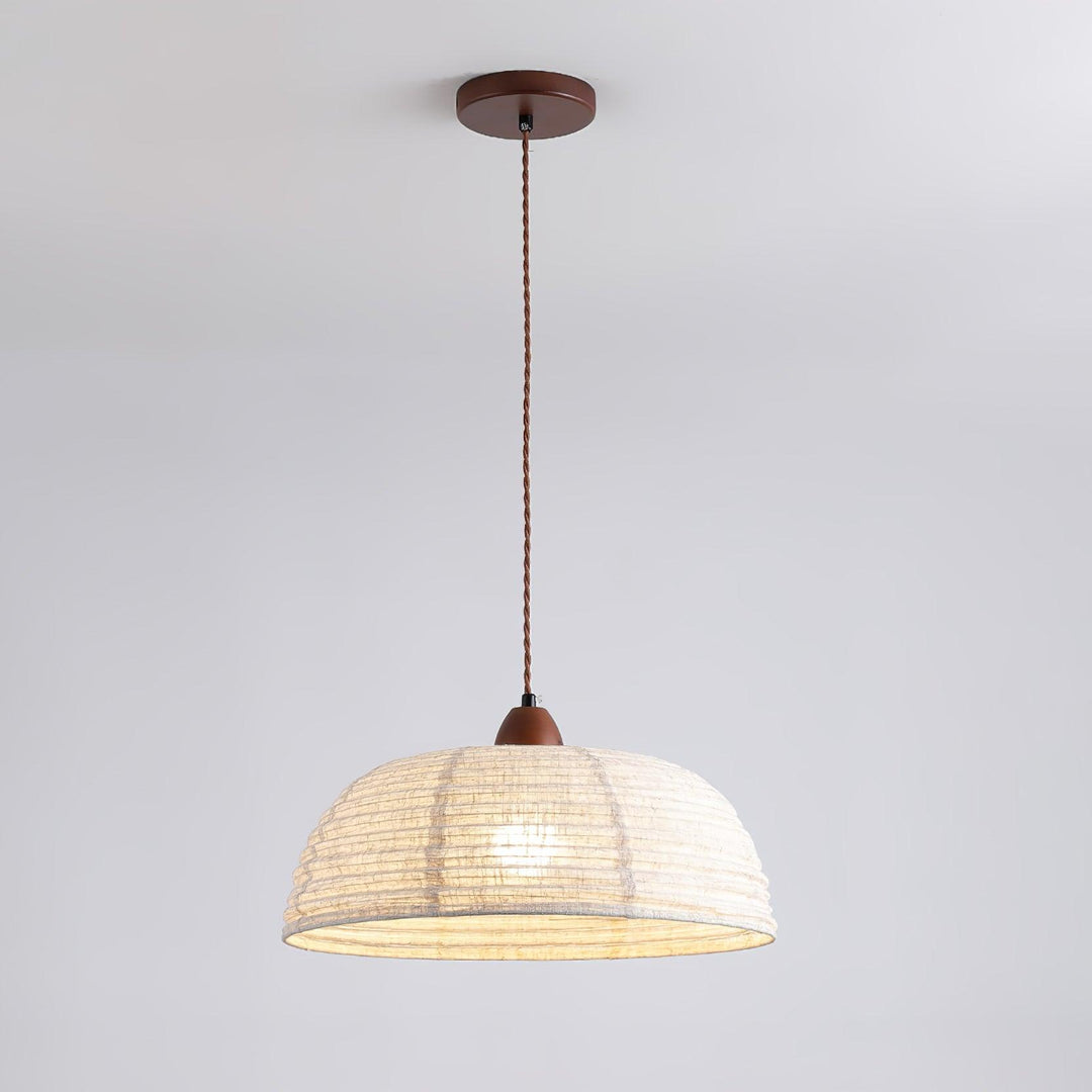 Lampe à suspension en bois et tissu