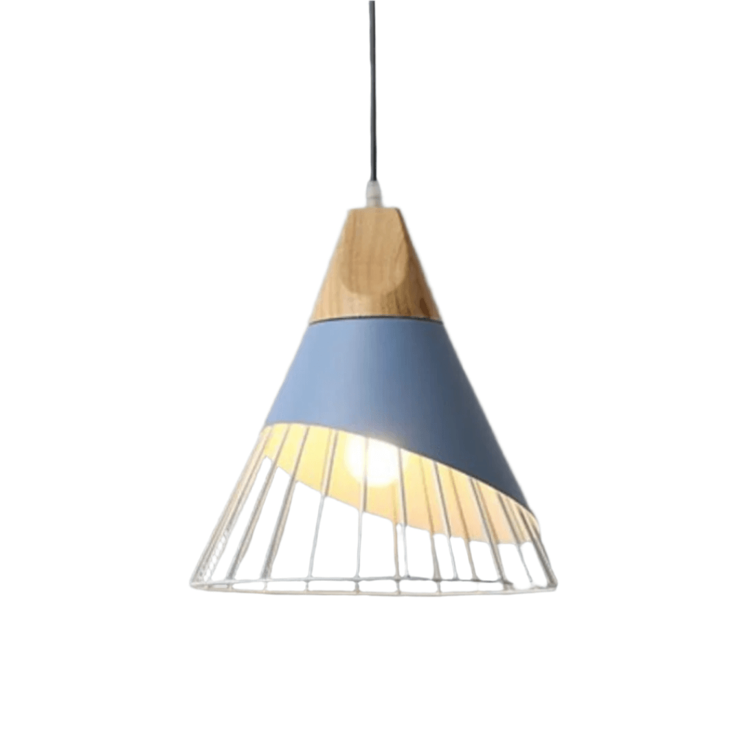 Lampe suspendue industrielle scandinave en bois et métal