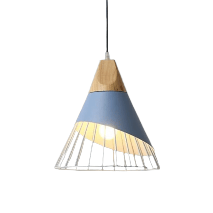 Lampe suspendue industrielle scandinave en bois et métal