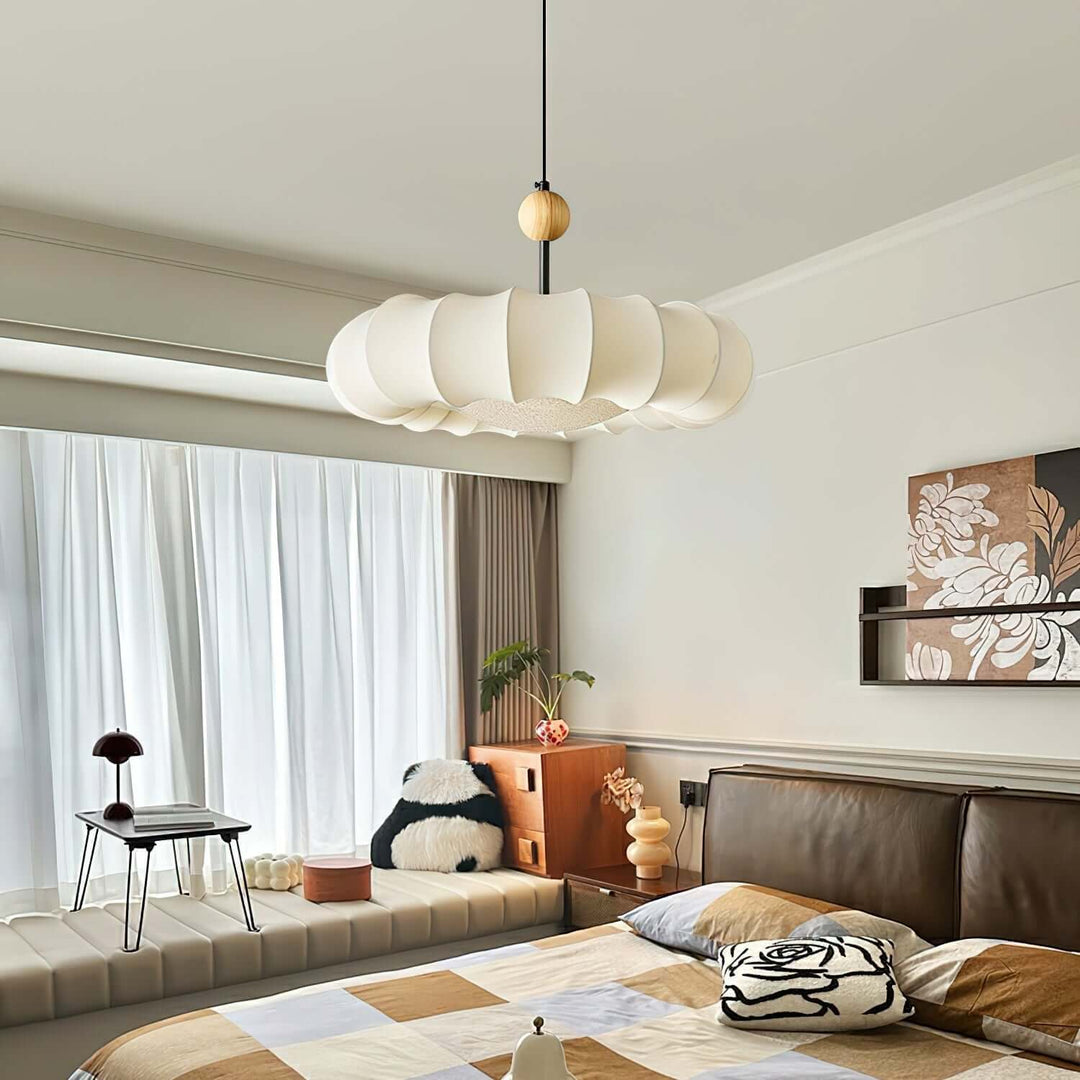 Lampe suspendue élégante avec abat-jour en tissu 50cm