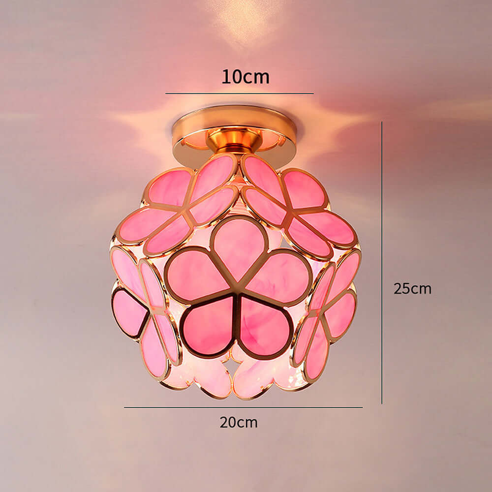 Blumen Design Glas Deckenleuchte Flur