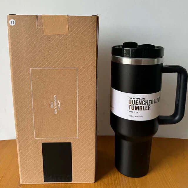 40oz Isolierter Edelstahl Reisebecher mit Griff & Strohhalm