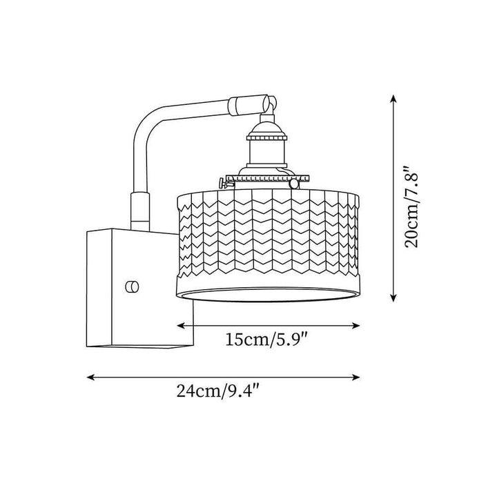 Rustikale Wandleuchte mit grünem Glasschirm
