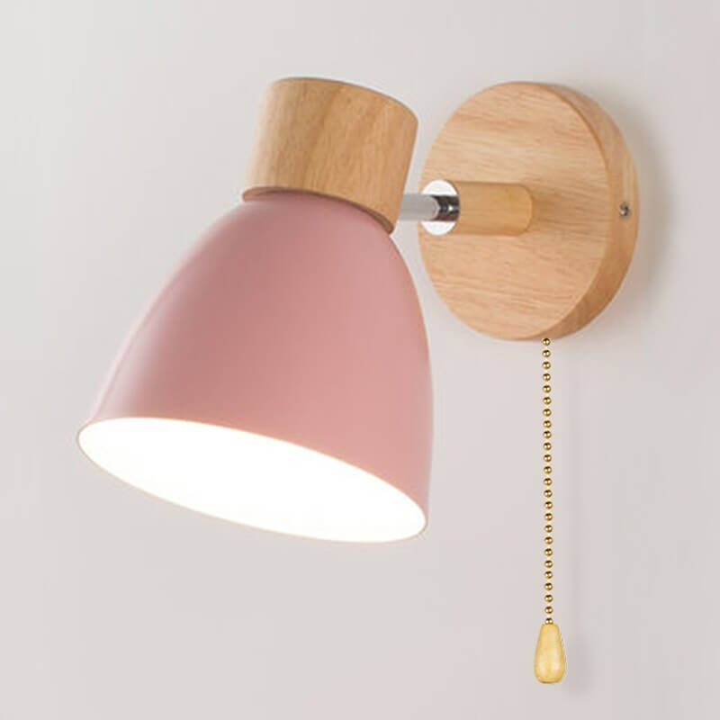 Lampe suspendue scandinave en bois avec interrupteur