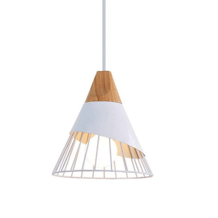 Lampe suspendue industrielle scandinave en bois et métal