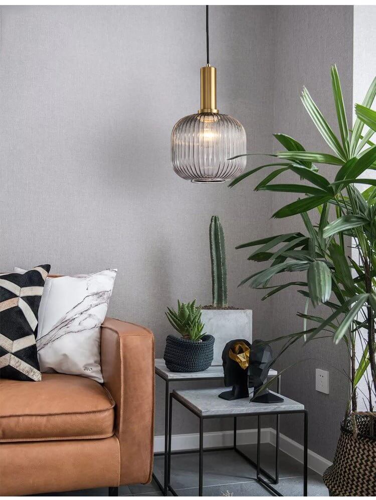 Lampe à suspension rétro en verre coloré