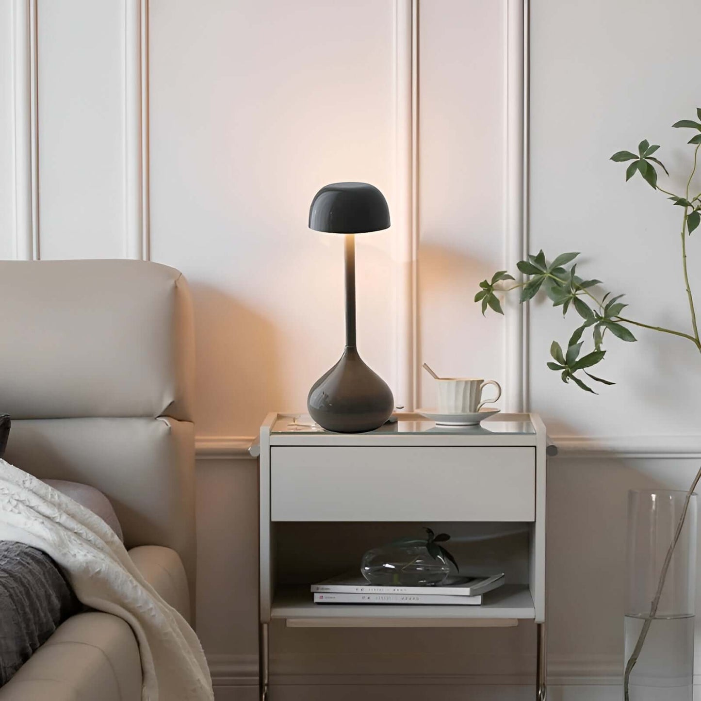 Lampe de table LED sans fil à intensité variable - design champignon