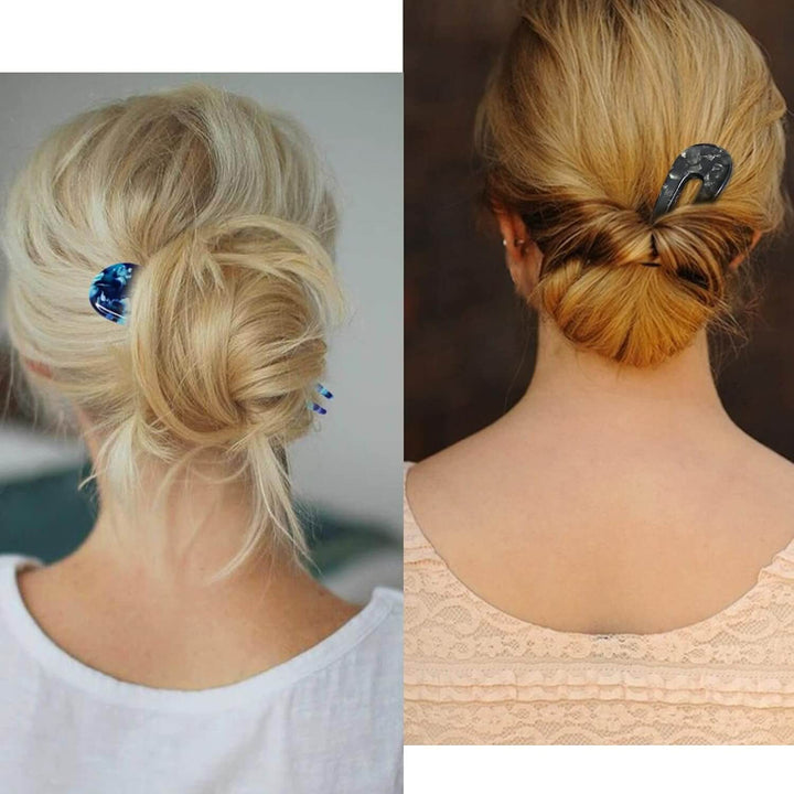 Pinces à cheveux en forme de U en écaille de tortue - chignon