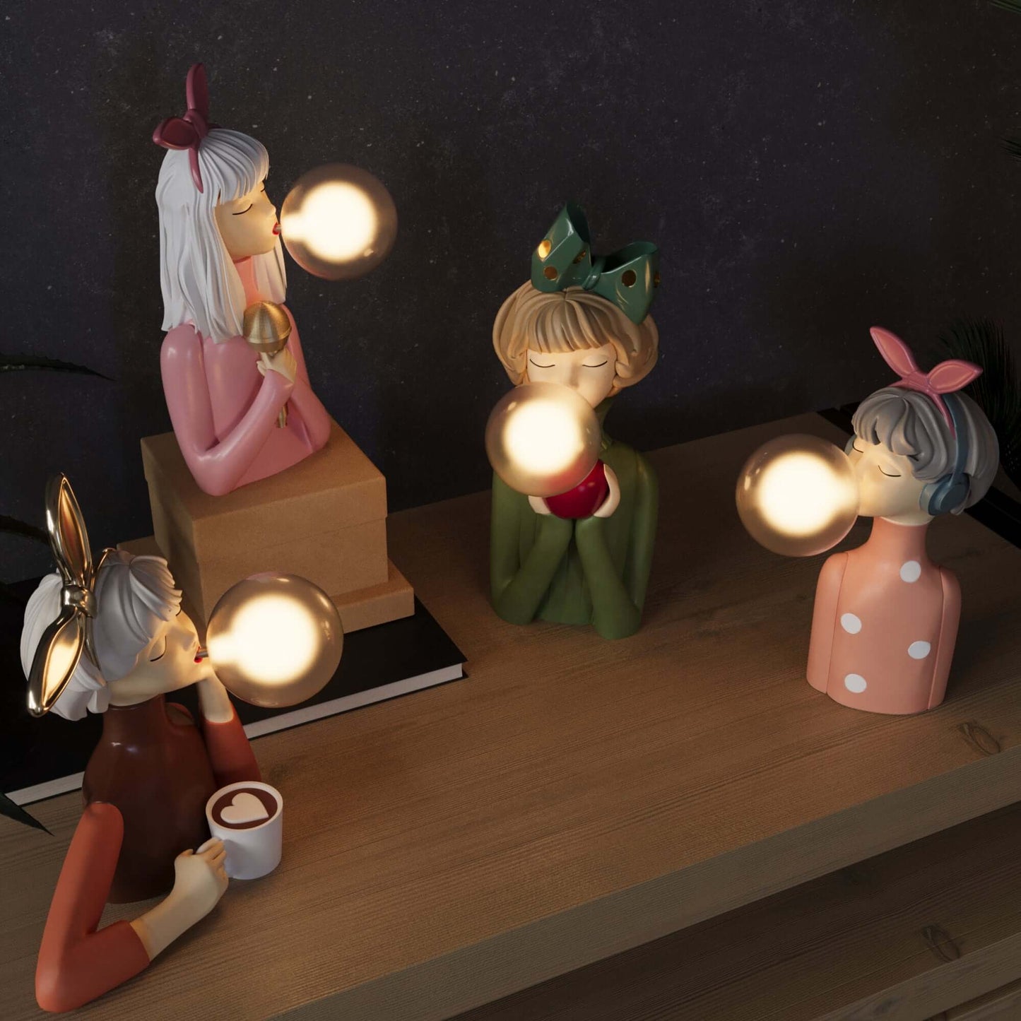Lampe de table LED décorative en résine