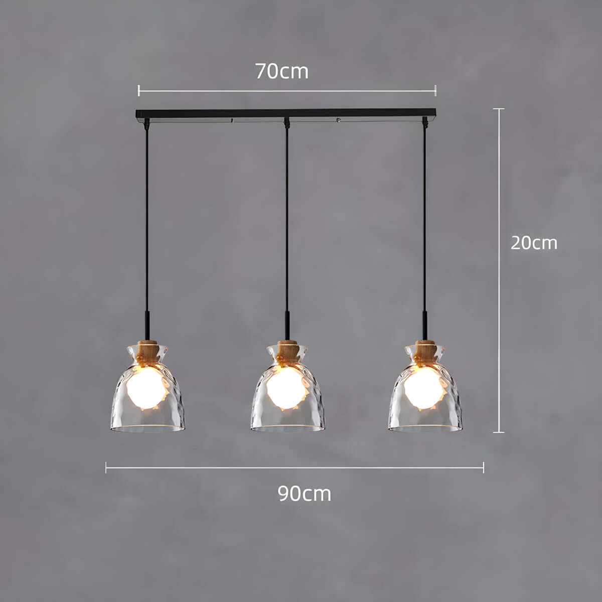 Moderner Glas-Kronleuchter, 1/3 Köpfe