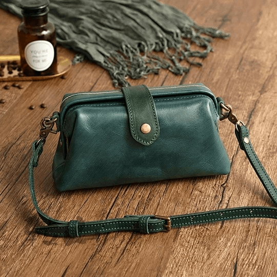 Sac à main rétro en cuir véritable