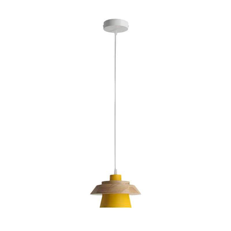 Lampe suspendue design en bois et pierre