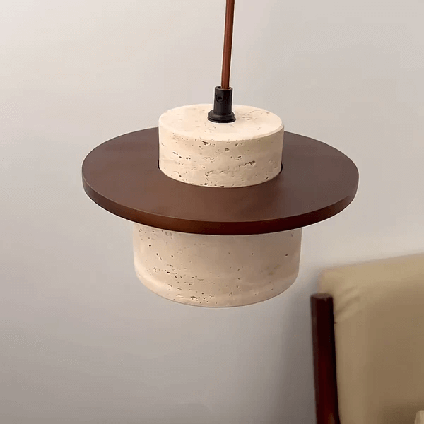 Lampe suspendue design en travertin