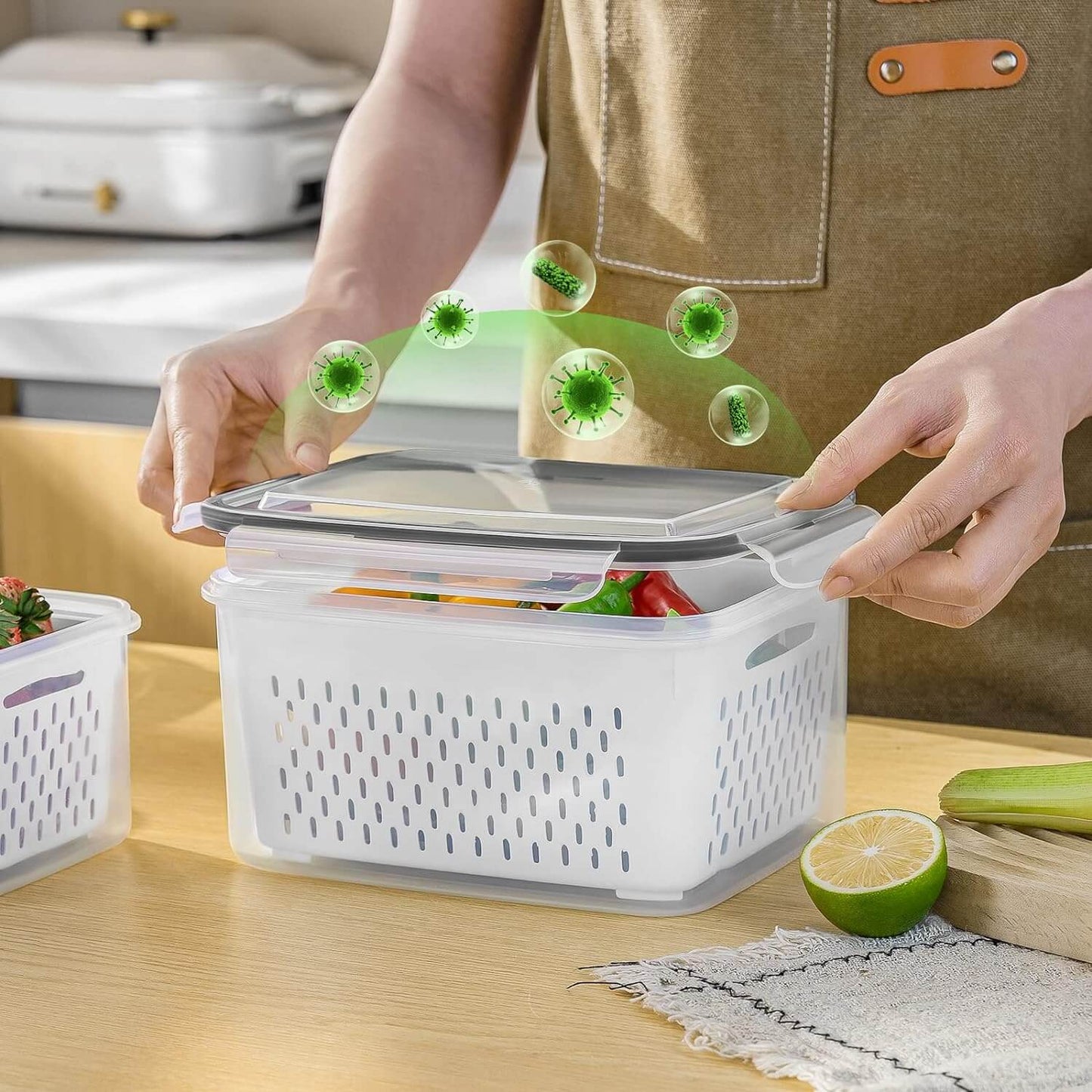 5-teiliges Frischhalteboxen-Set mit Sieb