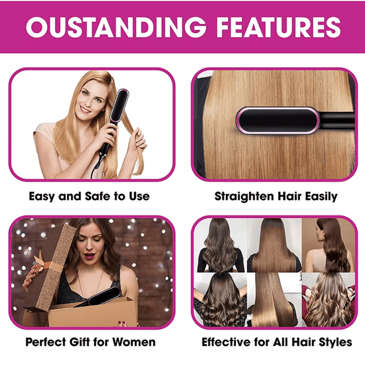 Glättende Haarbürste - 5 Heizstufen, schnelles Aufheizen