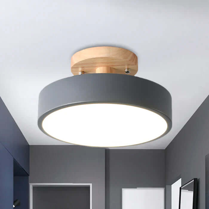 Skandinavische LED Deckenleuchte Holz Modern