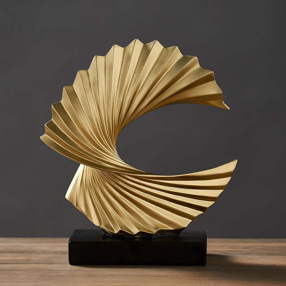 Sculpture de lune décorative en forme de croissant moderne, dorée et blanche
