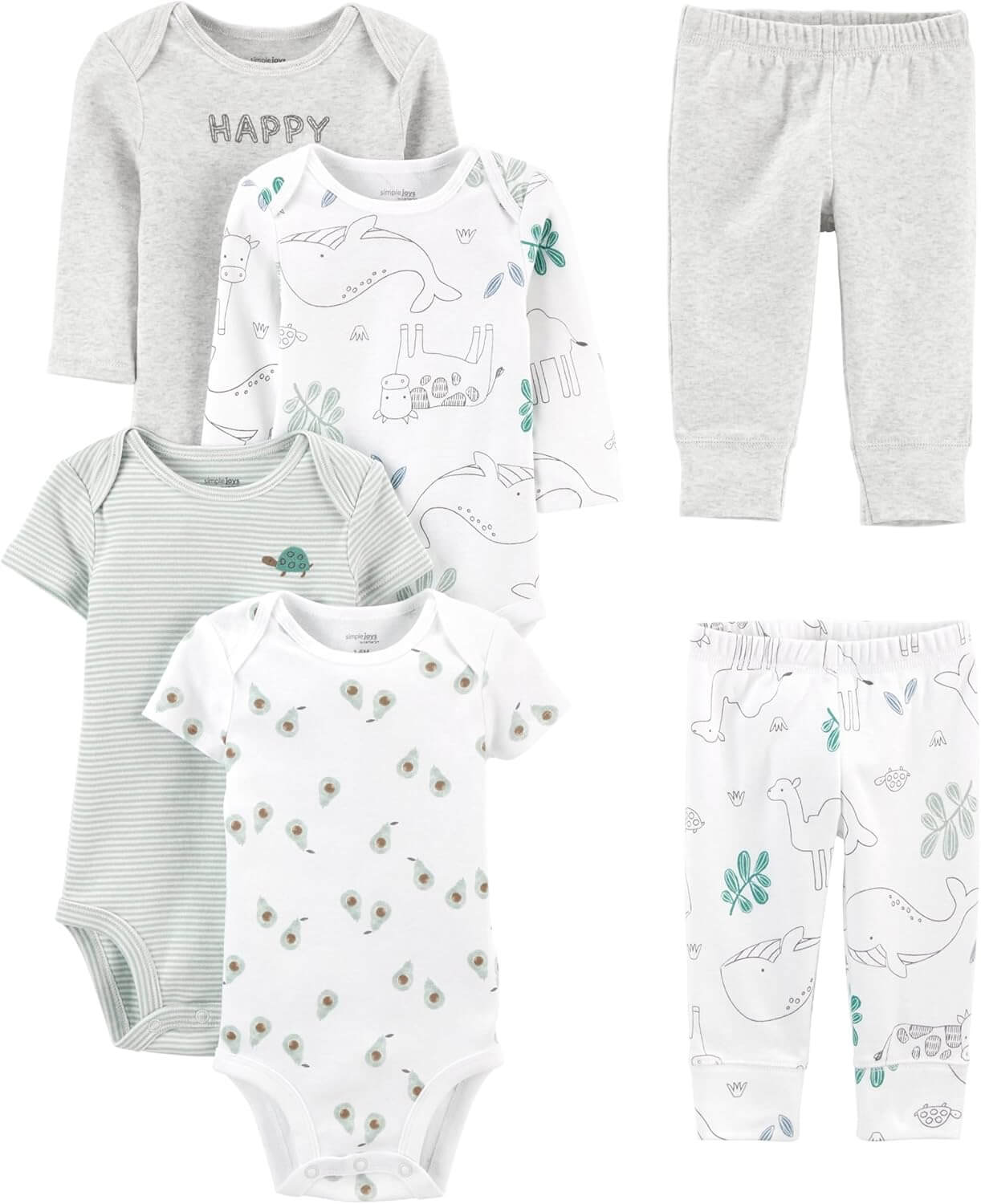 Ensemble de vêtements unisexe pour bébé 6 pièces