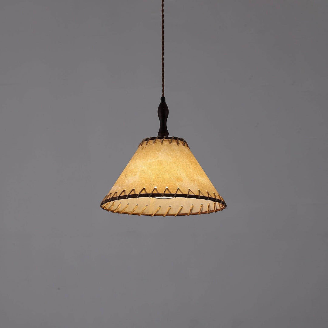 Lampe à suspension en bois et tissu