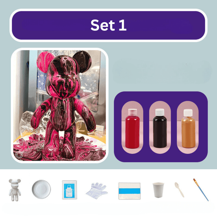 Ours décoratif peint à la main - décoration d'intérieur colorée