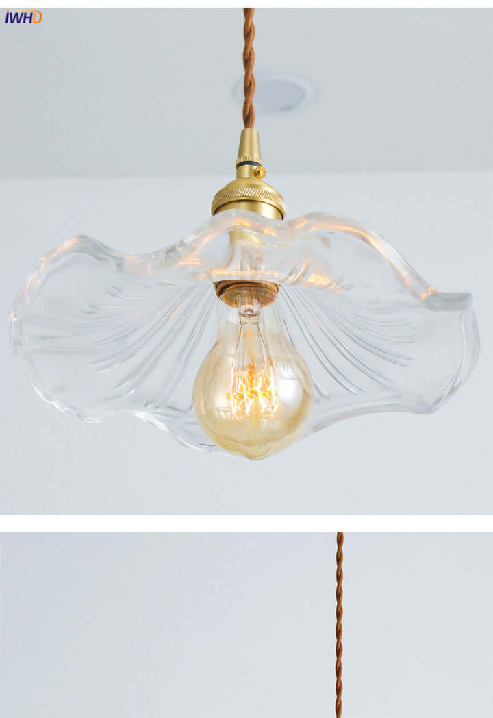 Suspension LED, vitrail et cuivre - Design moderne