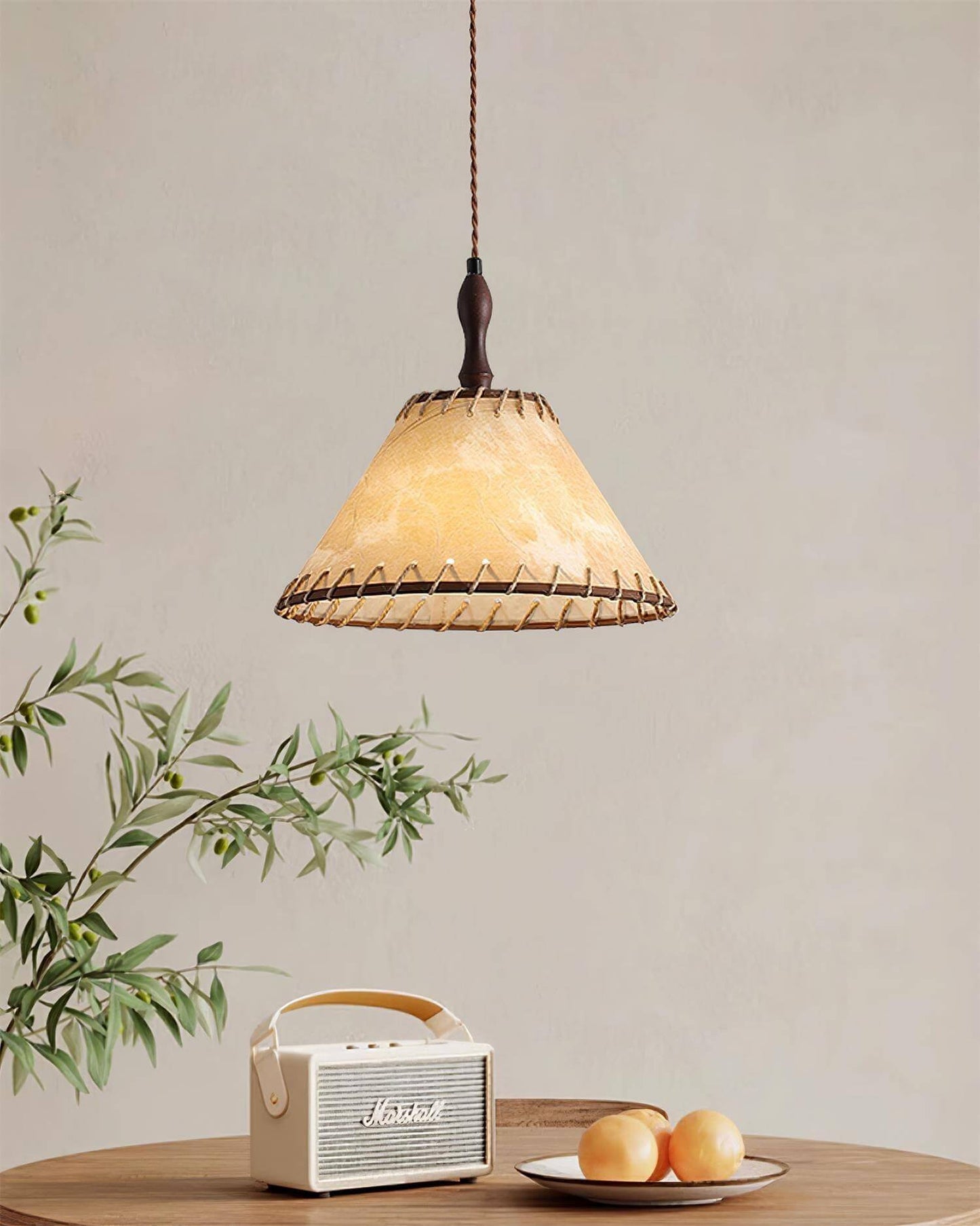 Holz & Stoff Hängeleuchte